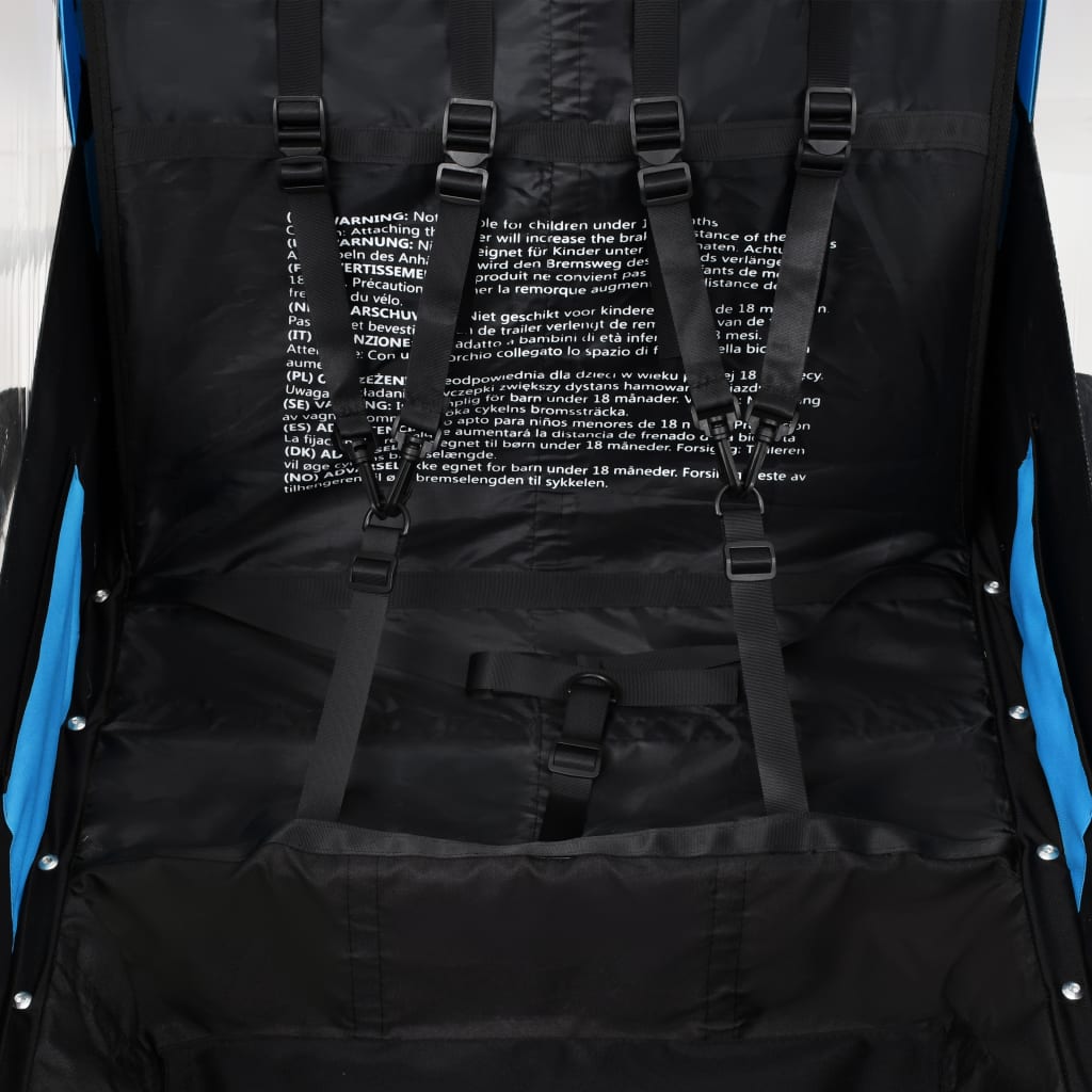 vidaXL Τρέιλερ Ποδηλάτου Παιδιών & Καροτσάκι 2 σε 1 Μπλε και Γκρι