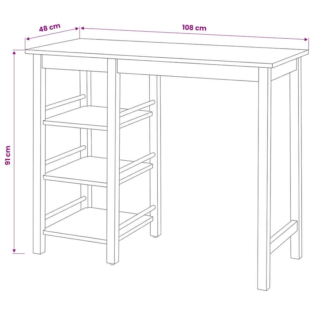 vidaXL Σετ Επίπλων Μπαρ 3 τεμ. Λευκό από MDF