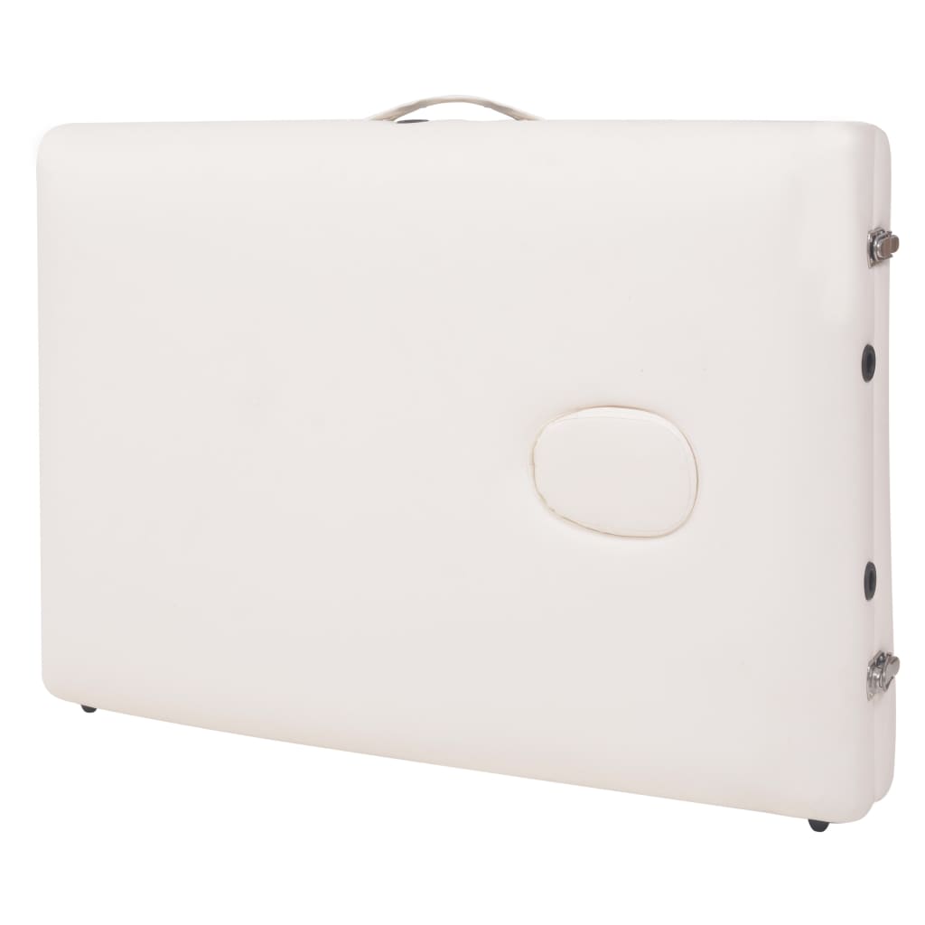 vidaXL Κρεβάτι Μασάζ 2 Θέσεων Πτυσσόμενο Λευκό Πάχος 10 εκ. και Σκαμπό