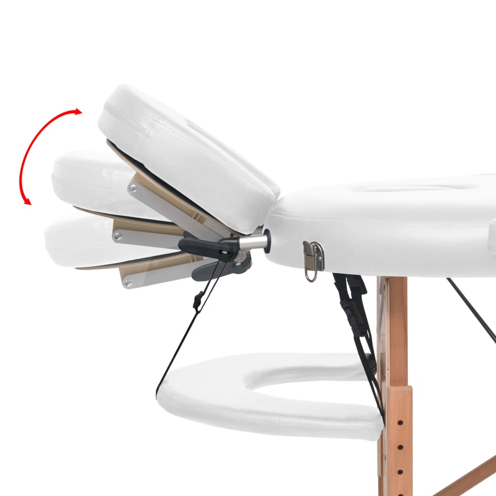 vidaXL Κρεβάτι Μασάζ Πτυσσόμενο Οβάλ Λευκό Πάχος 4 εκ. & 2 Μαξιλάρια