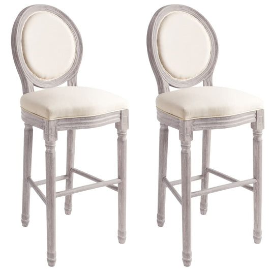 vidaXL Σκαμπό Μπαρ 2 τεμ. Λευκά από Λινό Ύφασμα