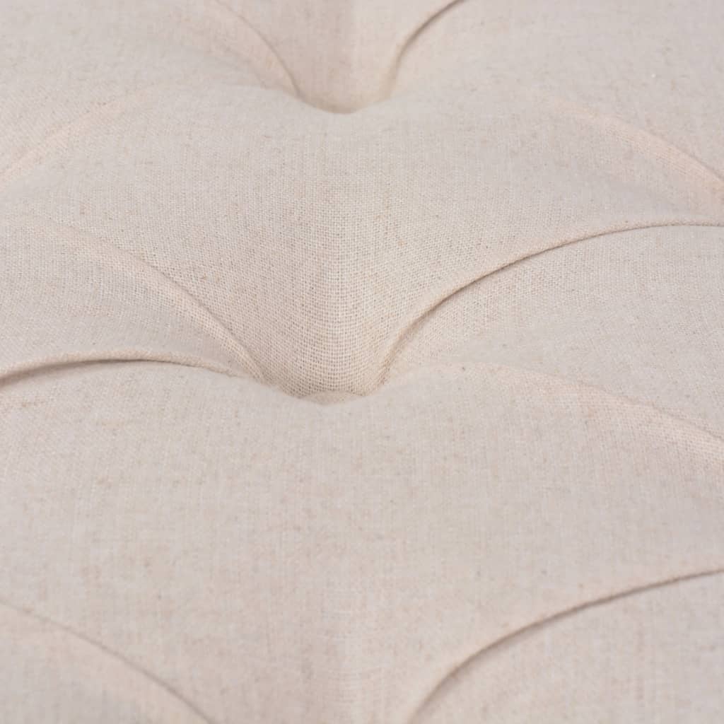 vidaXL Ταμπουρέ Λευκό Κρεμ 150 x 40 x 48 εκ. Λινό και Μασίφ Ξύλο