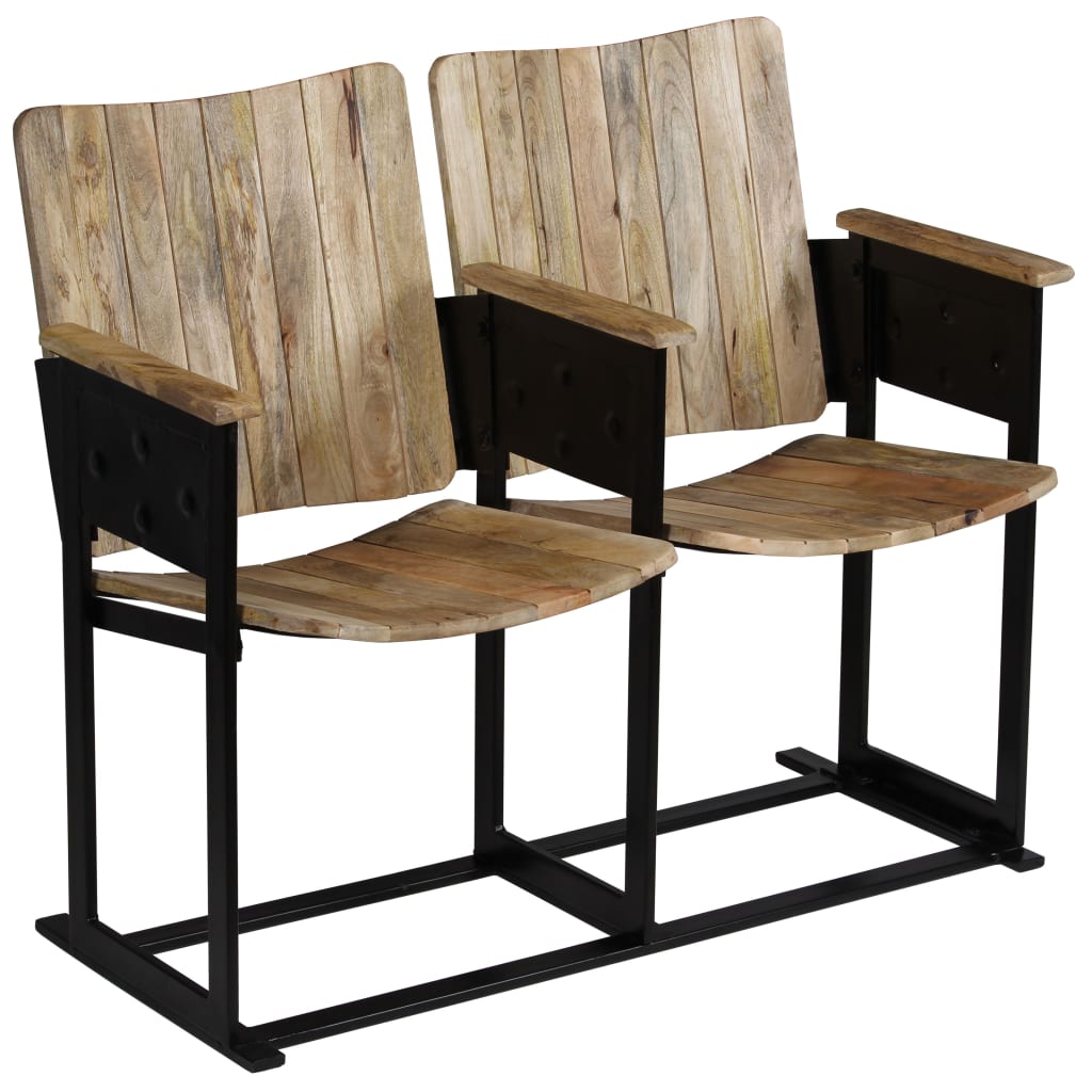 vidaXL Διθέσιο Κάθισμα από Μασίφ Ξύλο Μάνγκο και Ατσάλι