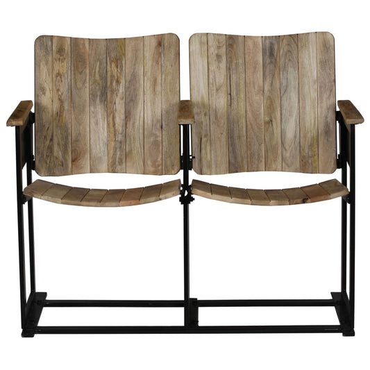 vidaXL Διθέσιο Κάθισμα από Μασίφ Ξύλο Μάνγκο και Ατσάλι