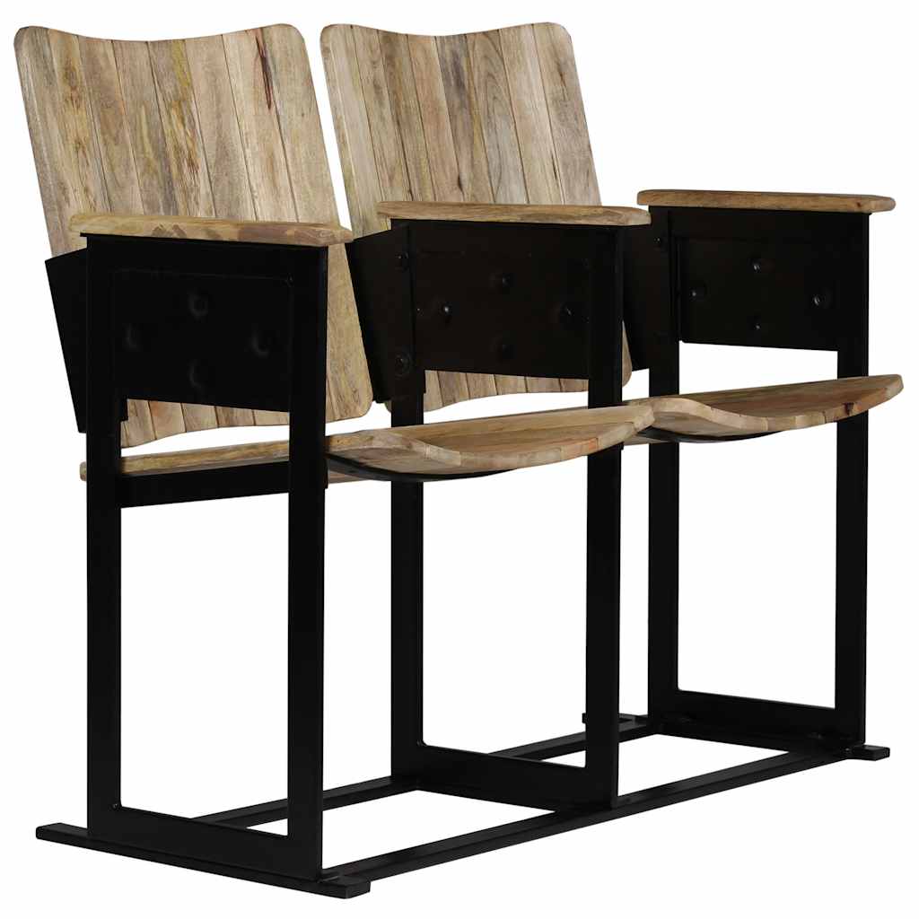 vidaXL Διθέσιο Κάθισμα από Μασίφ Ξύλο Μάνγκο και Ατσάλι