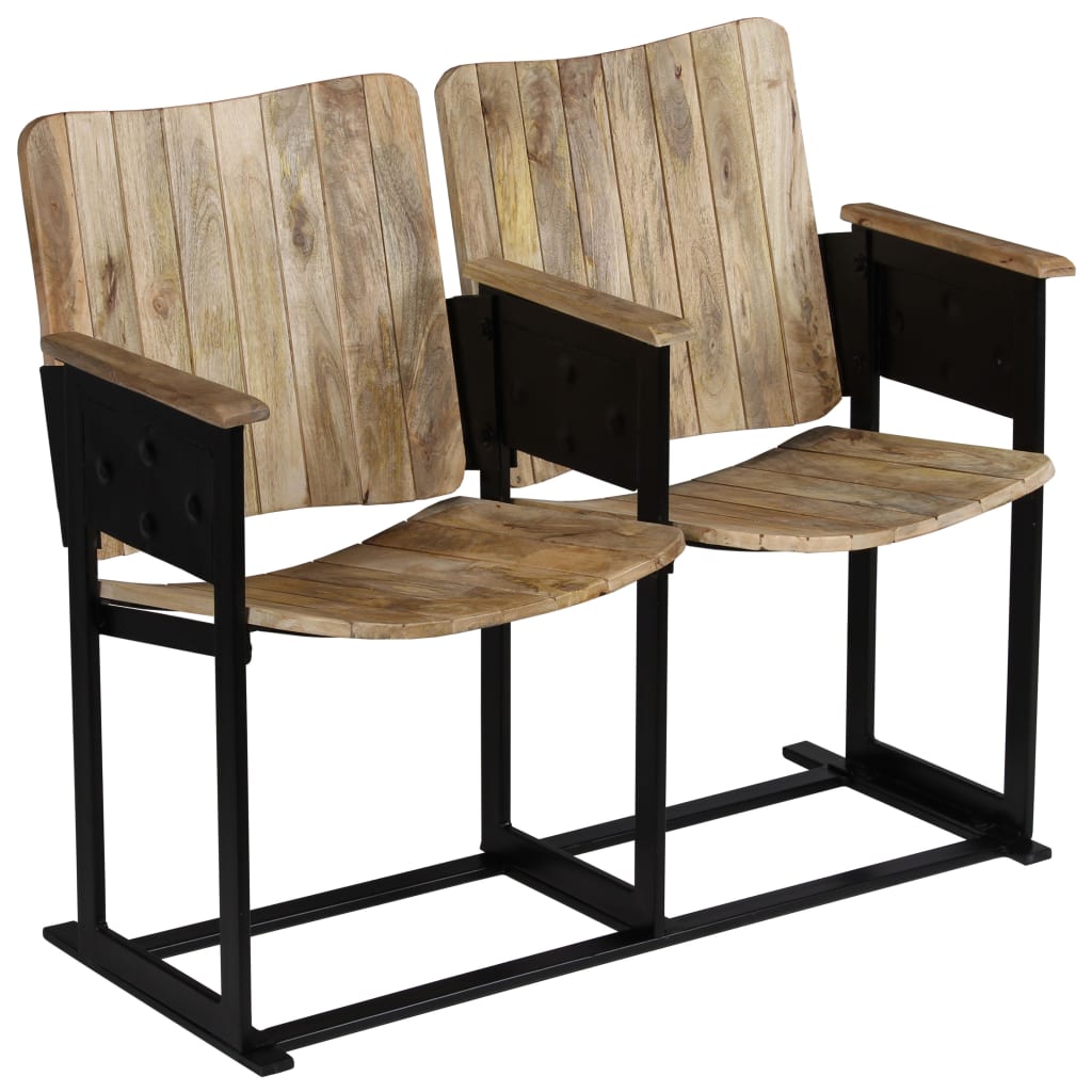 vidaXL Διθέσιο Κάθισμα από Μασίφ Ξύλο Μάνγκο και Ατσάλι