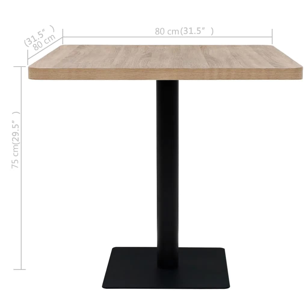 vidaXL Τραπέζι Bistro Τετράγωνο Χρώμα Δρυός 80x80x75 εκ. MDF/Ατσάλι