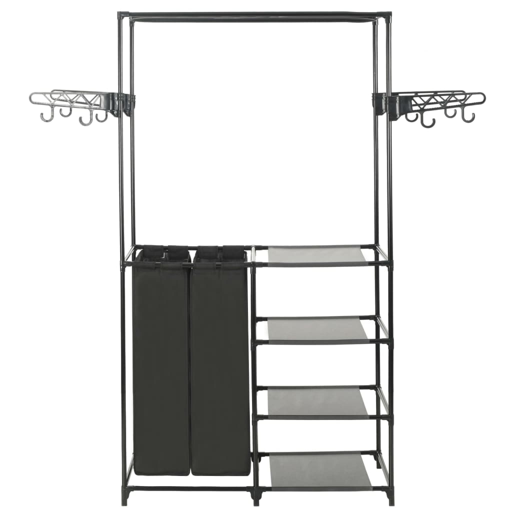 vidaXL Κρεμάστρα Δαπέδου Μαύρη 87x44x158 εκ. Ατσάλι/Ύφασμα Non-woven