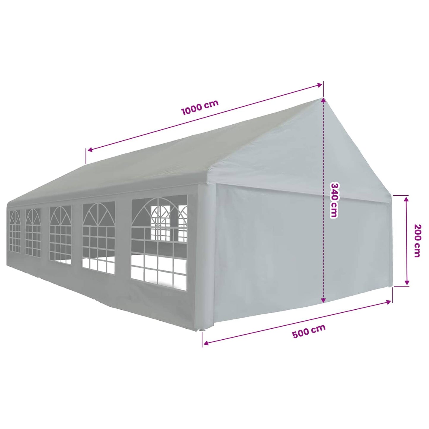 vidaXL Ύφασμα σκηνής χωρίς σκελετό Γκρι 10 x 5 m PE
