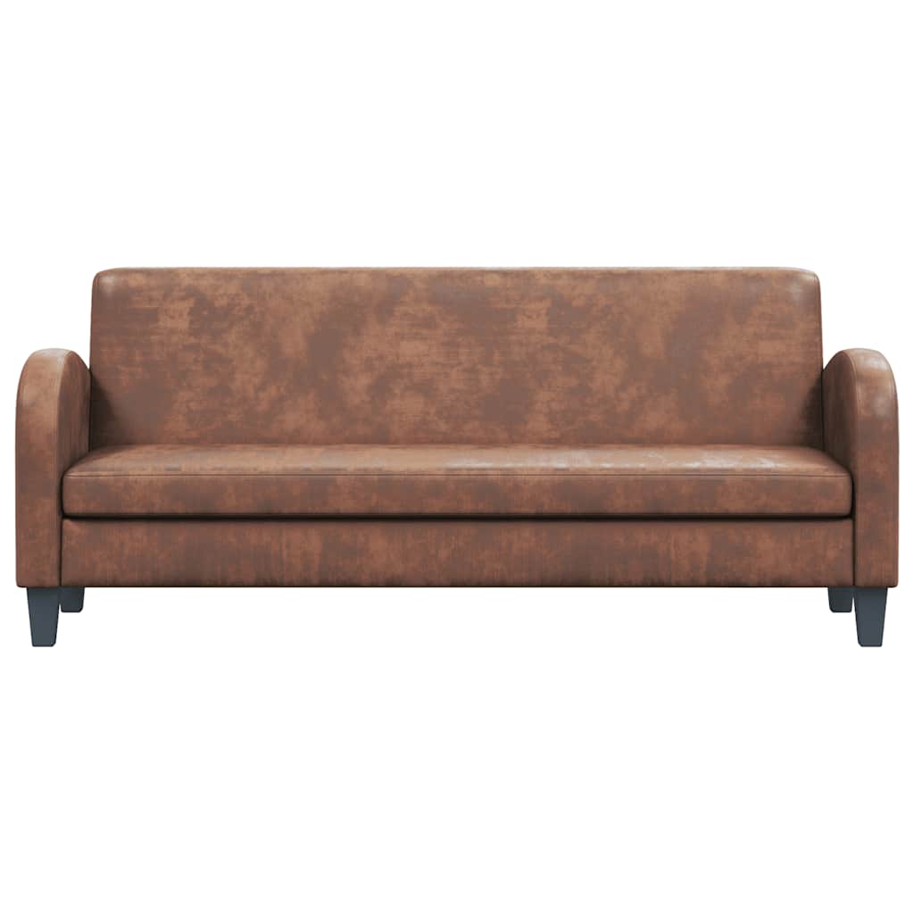 vidaXL Καναπές Τριθέσιος Καφέ από Συνθετικό Καστόρι