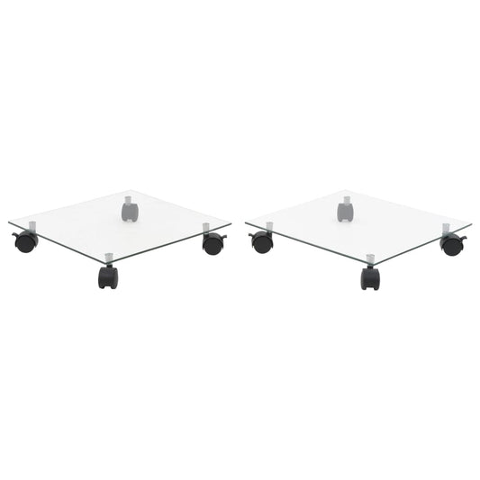 vidaXL Βάσεις Φυτών με Ρόδες 2 τεμ. Τετράγωνες 35x35 εκ. Ψημένο Γυαλί