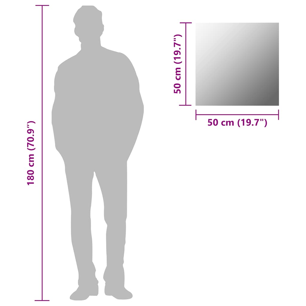 vidaXL Καθρέφτης Τοίχου Τετράγωνος 50 x 50 εκ. Γυάλινος