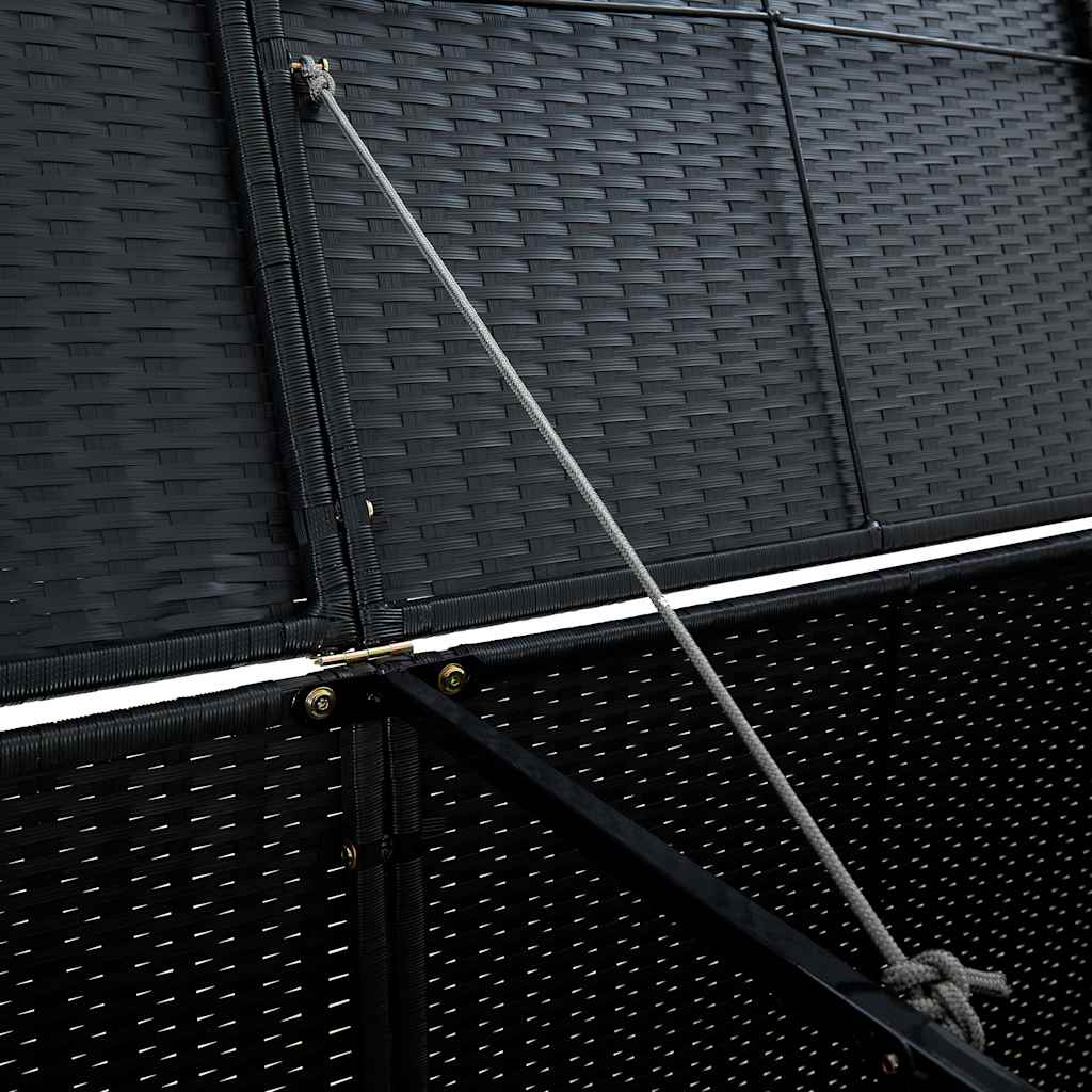 vidaXL Πλαίσιο Διπλό για Κάδους Απορριμμάτων με Ρόδες Μαύρο από Ρατάν