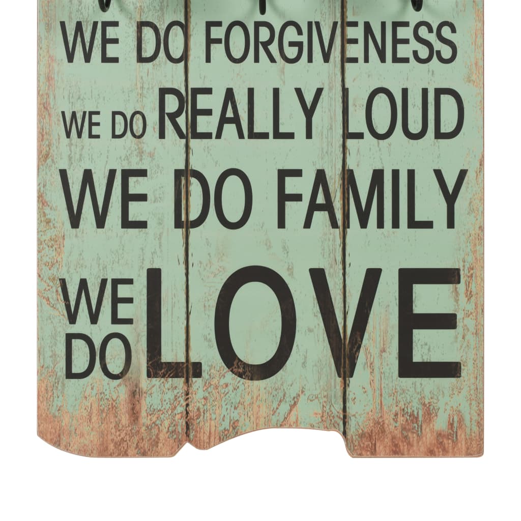 vidaXL Κρεμάστρα Τοίχου «HAPPY LOVE» με 6 Γάντζους 120 x 40 εκ.