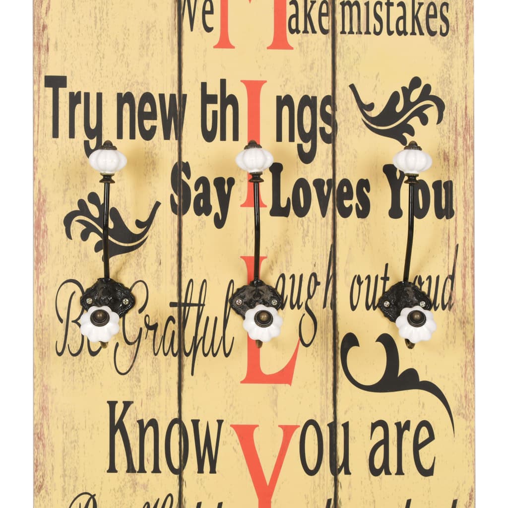 vidaXL Κρεμάστρα Τοίχου «FAMILY» με 6 Γάντζους 120 x 40 εκ.