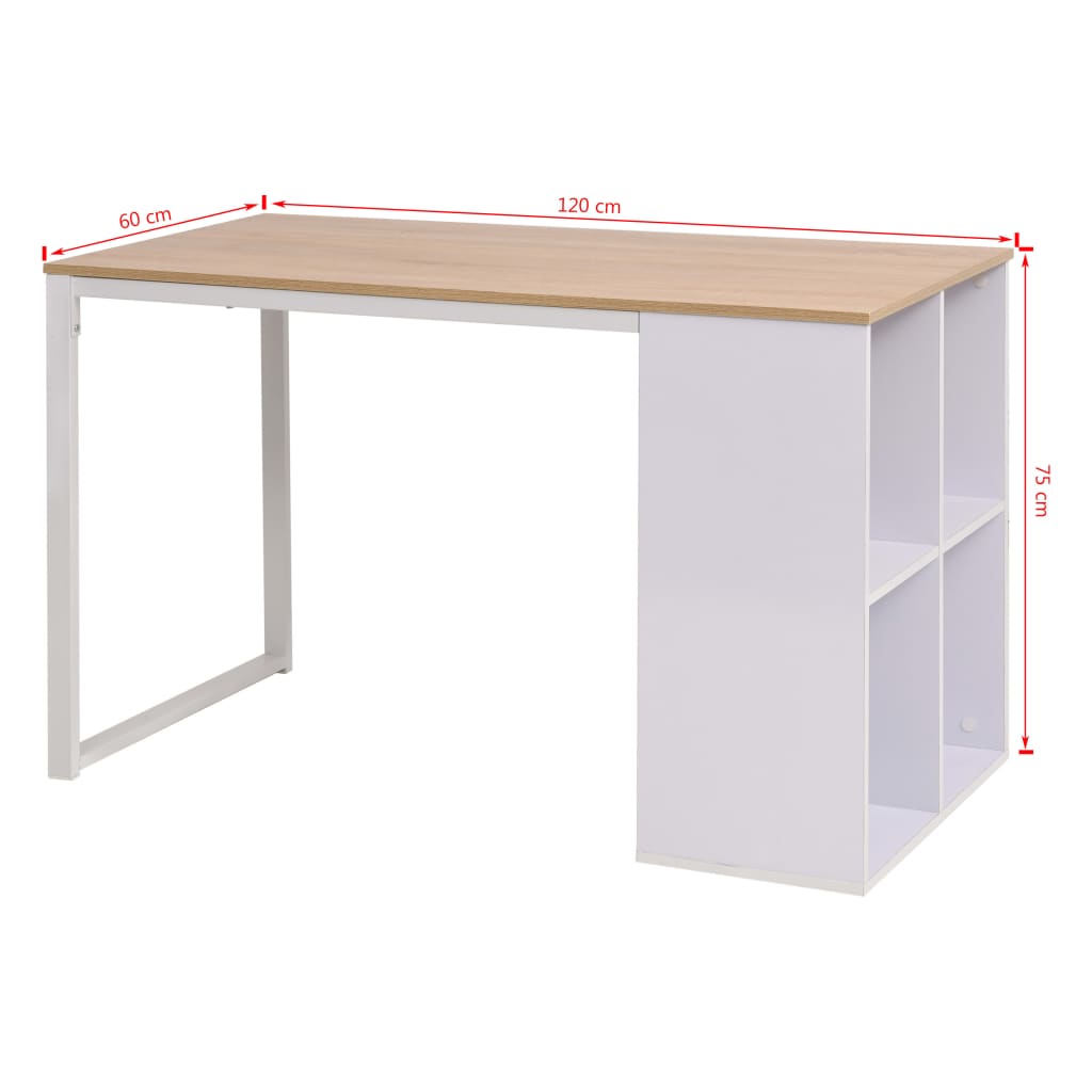 vidaXL Γραφείο Δρυς και Λευκό 120 x 60 x 75 εκ.