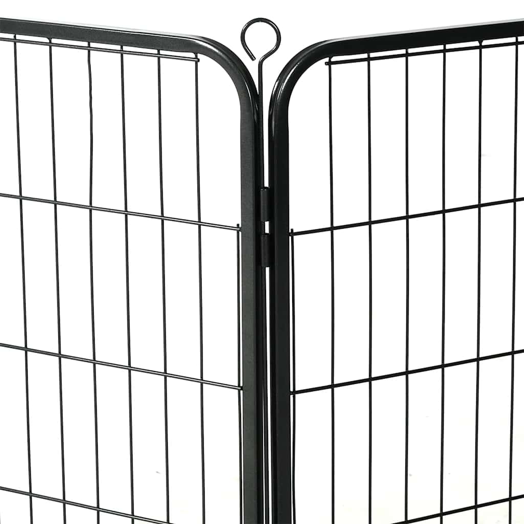 vidaXL Πάρκο Σκύλου με 8 Πάνελ Μαύρο 60 x 80 εκ. Ατσάλινο