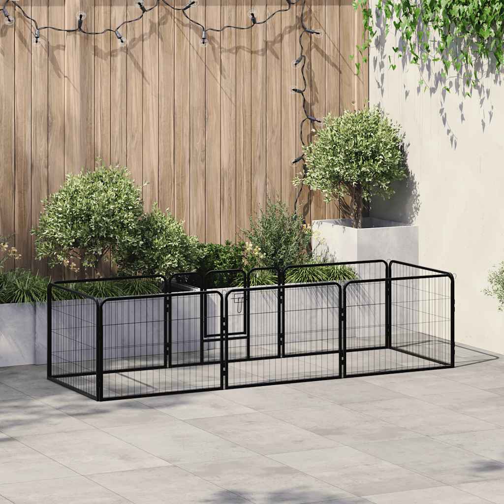 vidaXL Πάρκο Σκύλου με 8 Πάνελ Μαύρο 60 x 80 εκ. Ατσάλινο