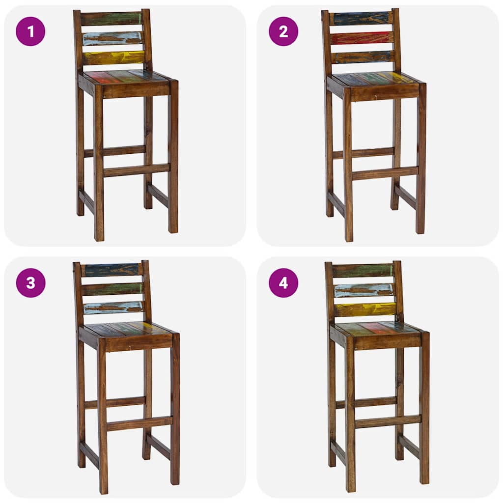 vidaXL Σκαμπό Μπαρ 2 τεμ. από Μασίφ Ανακυκλωμένο Ξύλο