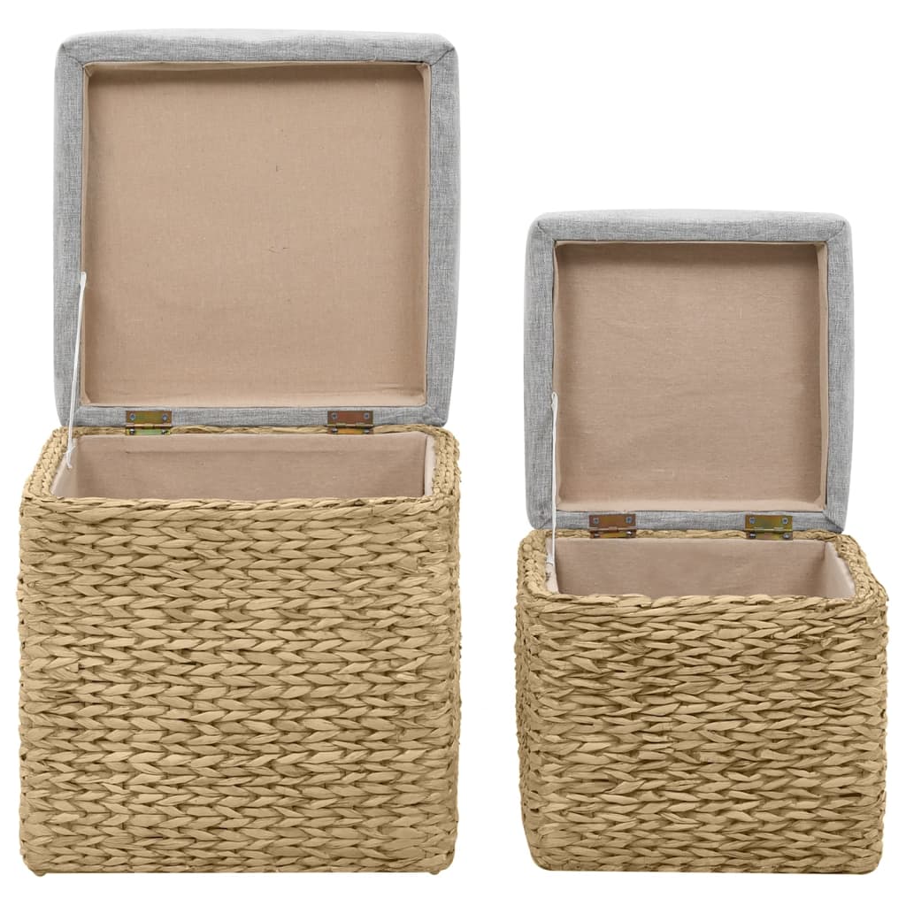 vidaXL Σετ Σκαμπό 2 Τεμαχίων Γκρι από Seagrass