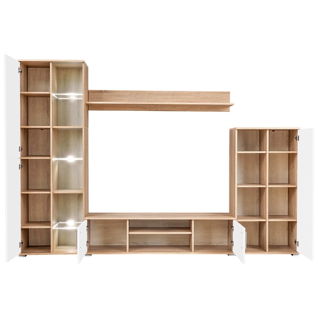 vidaXL Σύνθετο Τηλεόρασης σε Χρώμα Sonoma Δρυς/Λευκό με Φωτισμό LED