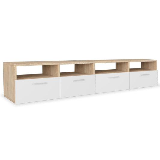 vidaXL Έπιπλα Τηλεόρασης 2 τεμ. Δρυς / Λευκό 95x35x36 εκ. Επεξ. Ξύλο