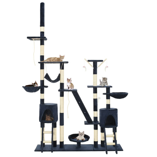 vidaXL Γατόδεντρο Μπλε 230-250 εκ. με Στύλους Ξυσίματος από Σιζάλ