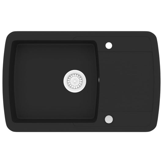 vidaXL Νεροχύτης με Μονή Γούρνα Μαύρος Γρανιτένιος