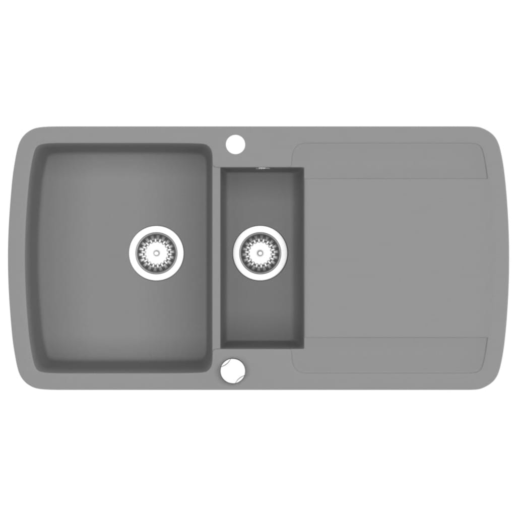 vidaXL Νεροχύτης με Διπλή Γούρνα Γκρι Γρανιτένιος