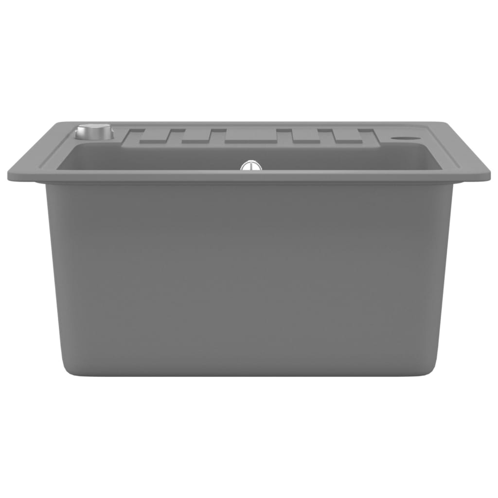 vidaXL Νεροχύτης με Μονή Γούρνα Γκρι Γρανιτένιος