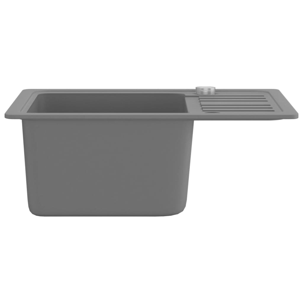 vidaXL Νεροχύτης με Μονή Γούρνα Γκρι Γρανιτένιος