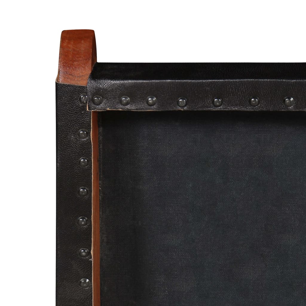 vidaXL Καρέκλα Πτυσσόμενη Μαύρη από Γνήσιο Δέρμα