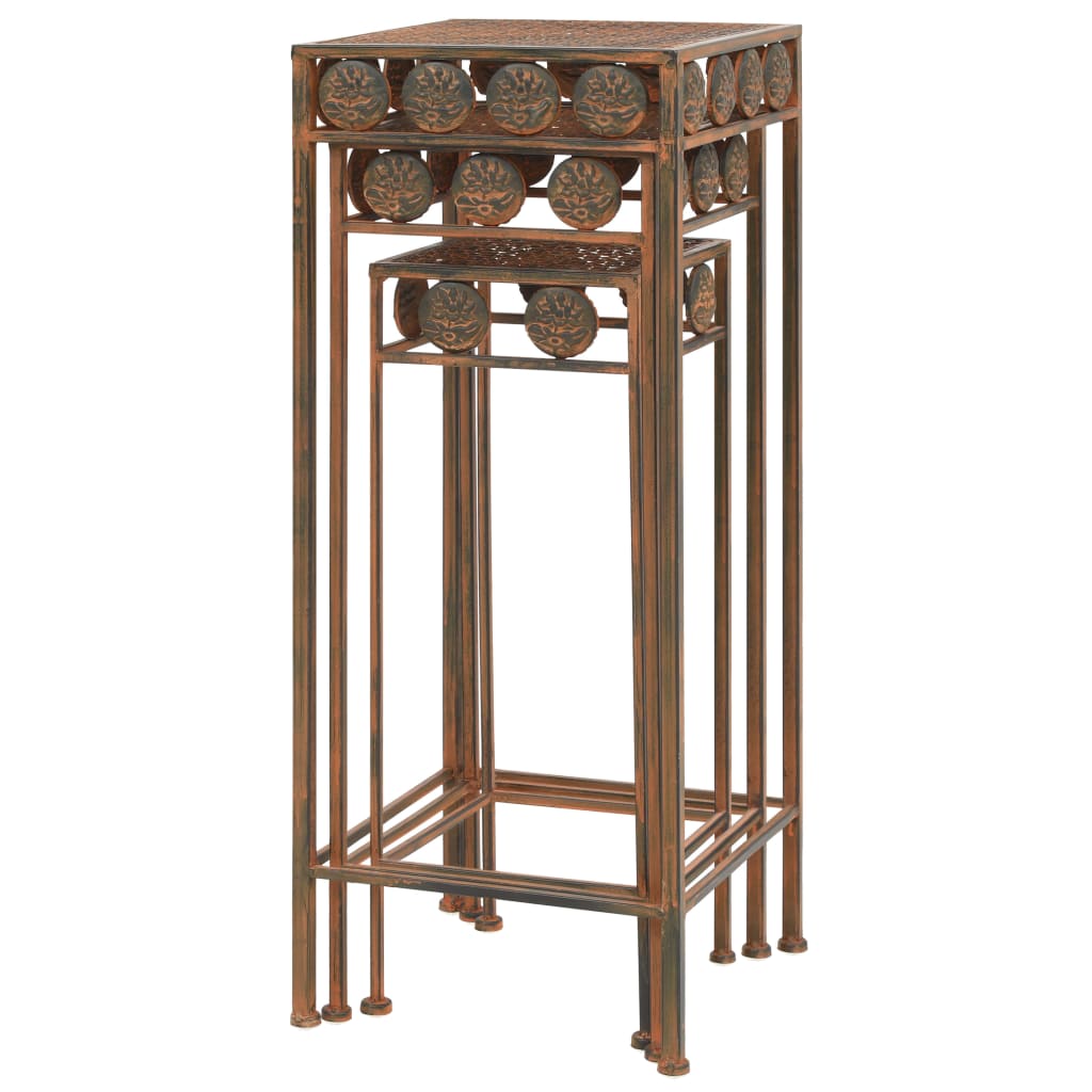 vidaXL Ανθοστήλες Σετ 3 Τεμαχίων Vintage Χρώμα Σκουριάς από Μέταλλο