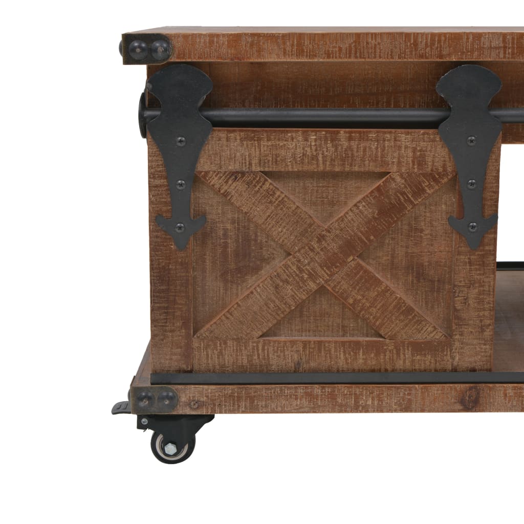 vidaXL Τραπεζάκι Σαλονιού Καφέ 91 x 51 x 38 εκ. από Μασίφ Ξύλο Ελάτης