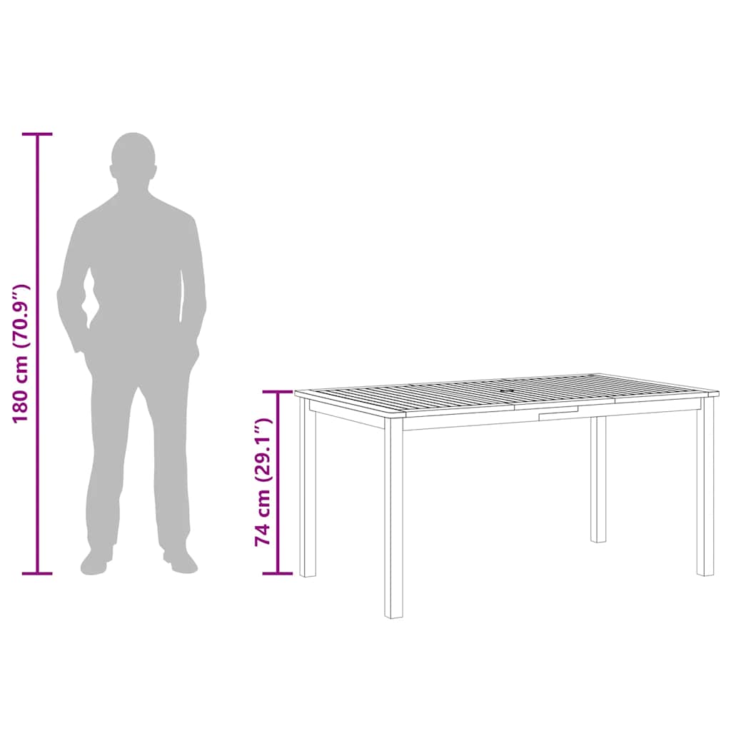 vidaXL Τραπέζι Κήπου 150 x 90 x 74 εκ. από Μασίφ Ξύλο Ακακίας