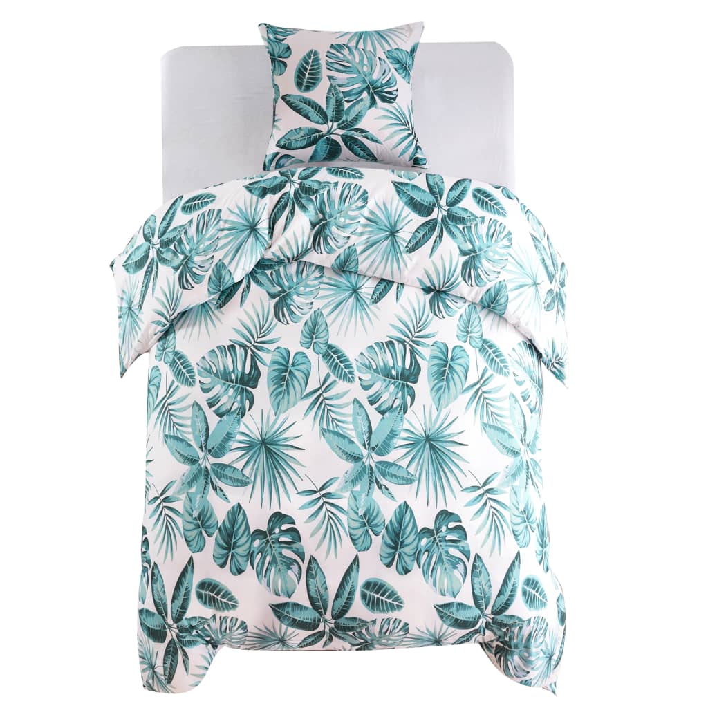 vidaXL Παπλωματοθήκη σετ φύλλα πράσινο 140x200/60x70 cm