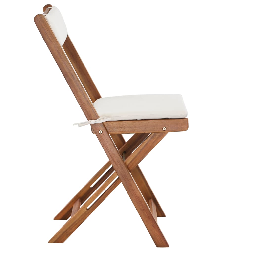 vidaXL Σετ Επίπλων Bistro Πτυσσόμενο 3 τεμ. Ξύλο Ακακίας με Μαξιλάρια