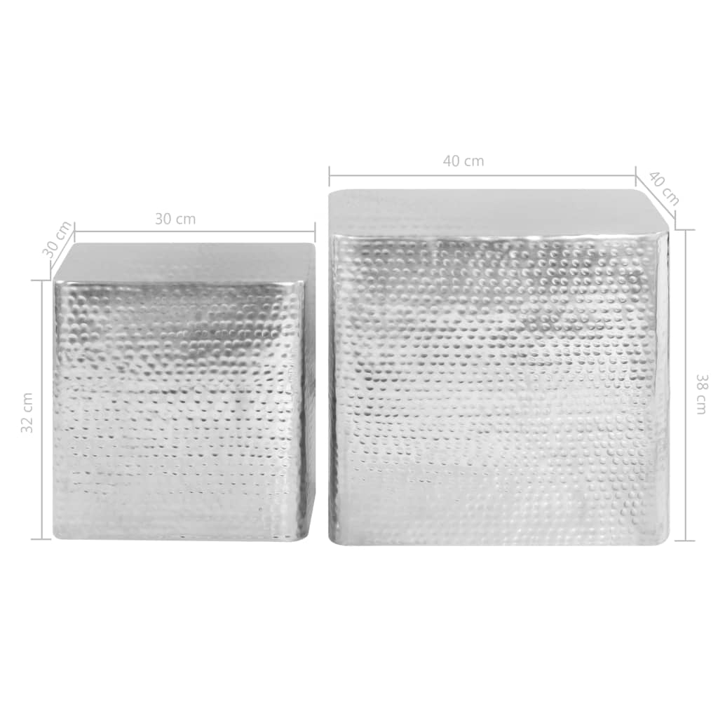 vidaXL Τραπεζάκια Σαλονιού 2 τεμ. Ασημί από Αλουμίνιο