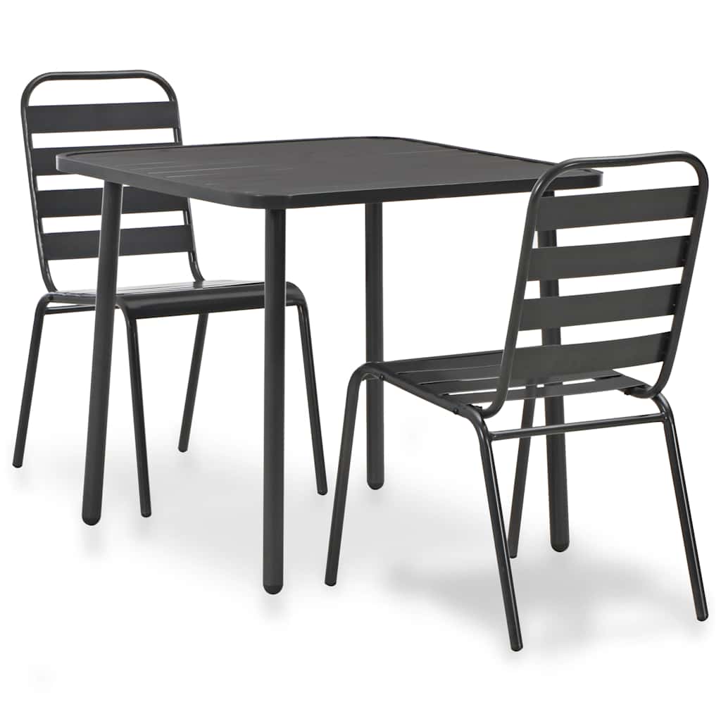 vidaXL Σετ Επίπλων Bistro 3 Τεμαχίων Σκούρο Γκρι Ατσάλινο
