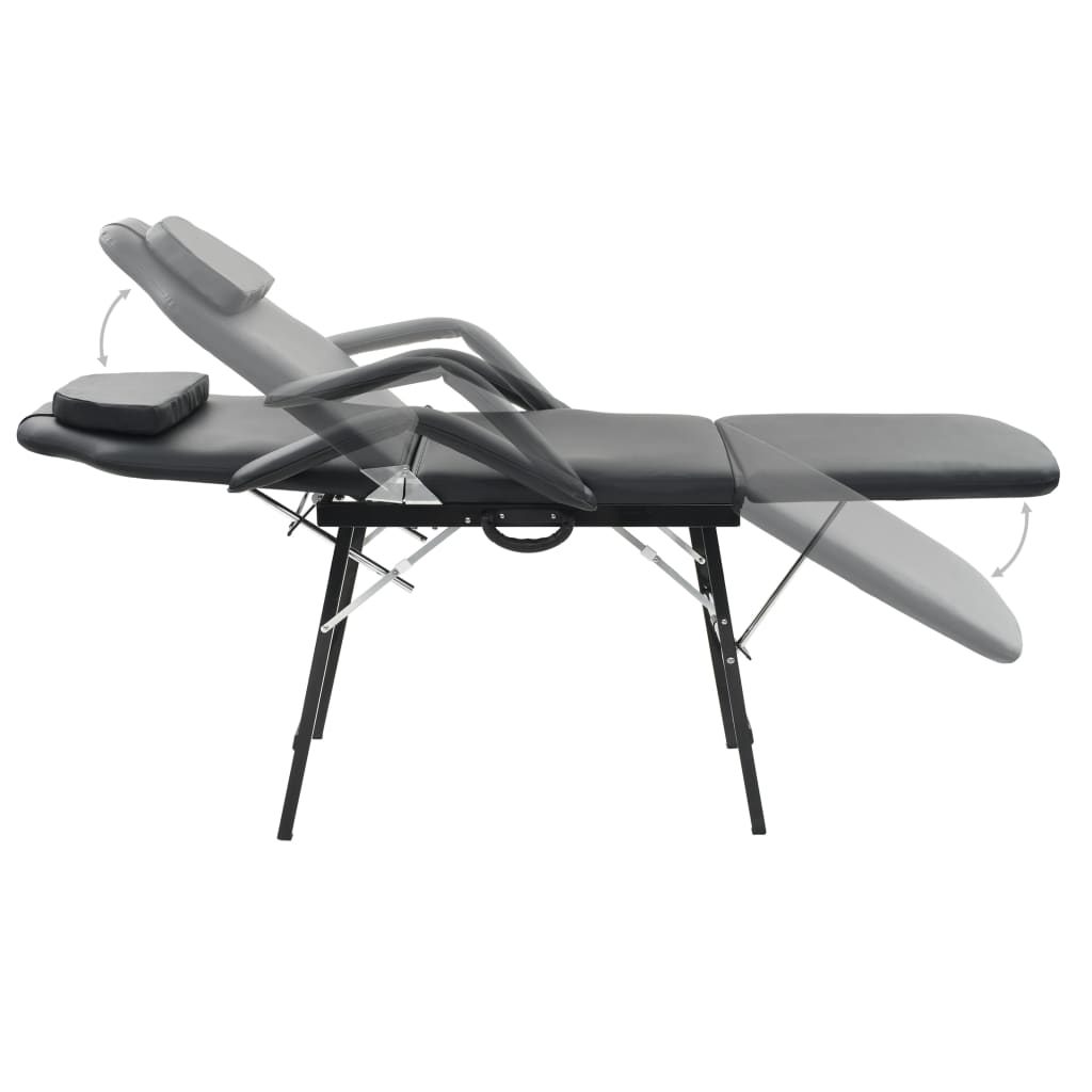 vidaXL Καρέκλα Αισθητικής Φορητή Μαύρη 185x78x76 εκ. Συνθετικό Δέρμα