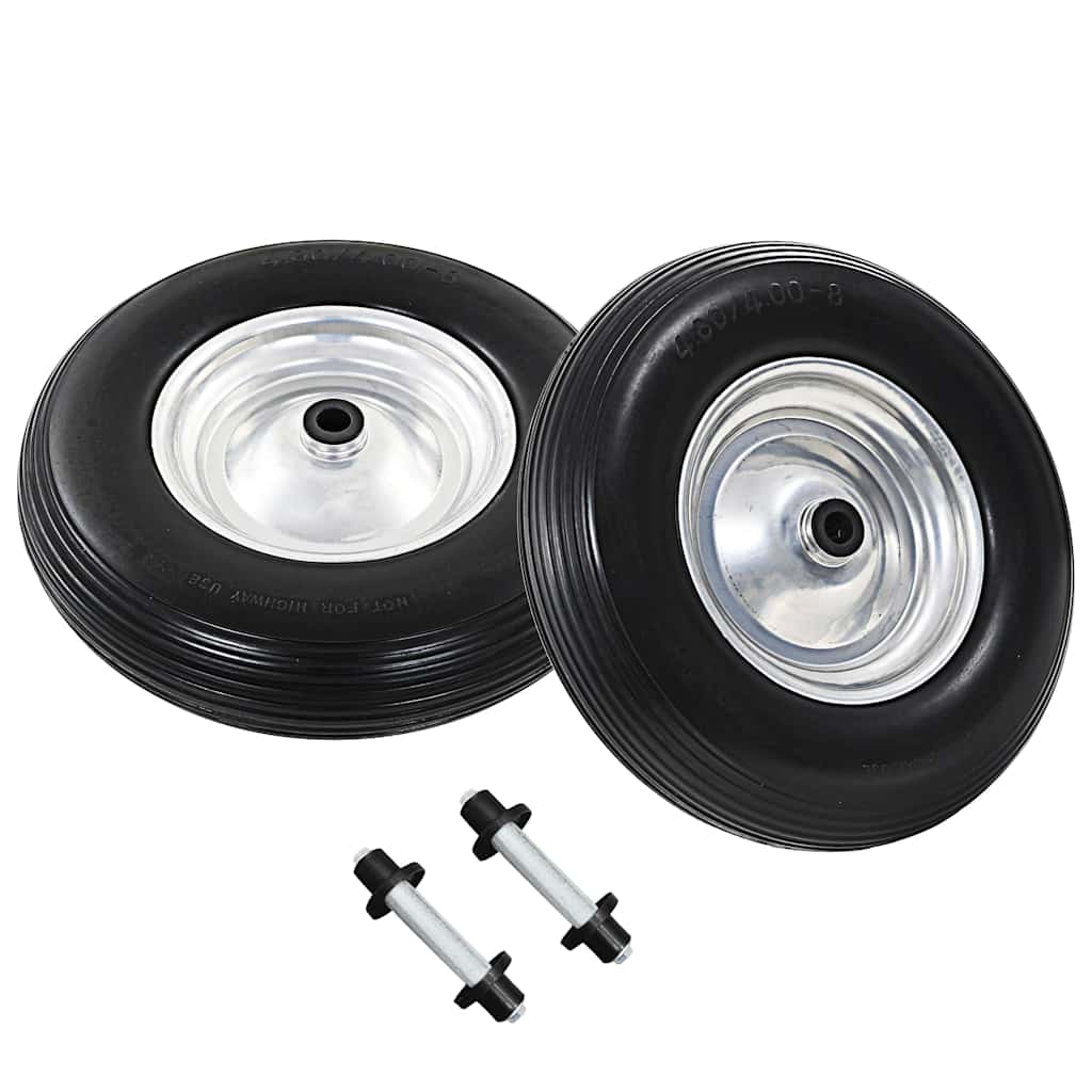 vidaXL Ρόδες Καροτσιού 4.00-8 390 χιλ. Συμπαγής Πολυουρεθάνη με Άξονες