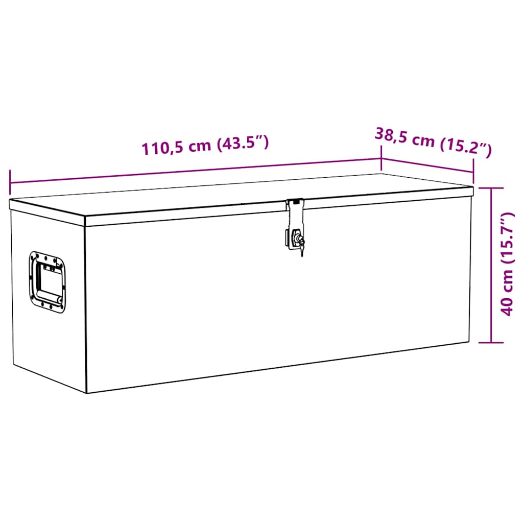 vidaXL Κουτί Αποθήκευσης Ασημί 110,5 x 38,5 x 40 εκ. Αλουμινίου