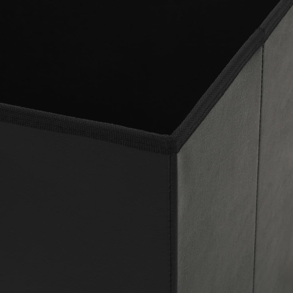 vidaXL Σκαμπό Αποθήκευσης Πτυσσόμενα 2 τεμ. Μαύρο από Συνθετικό Δέρμα