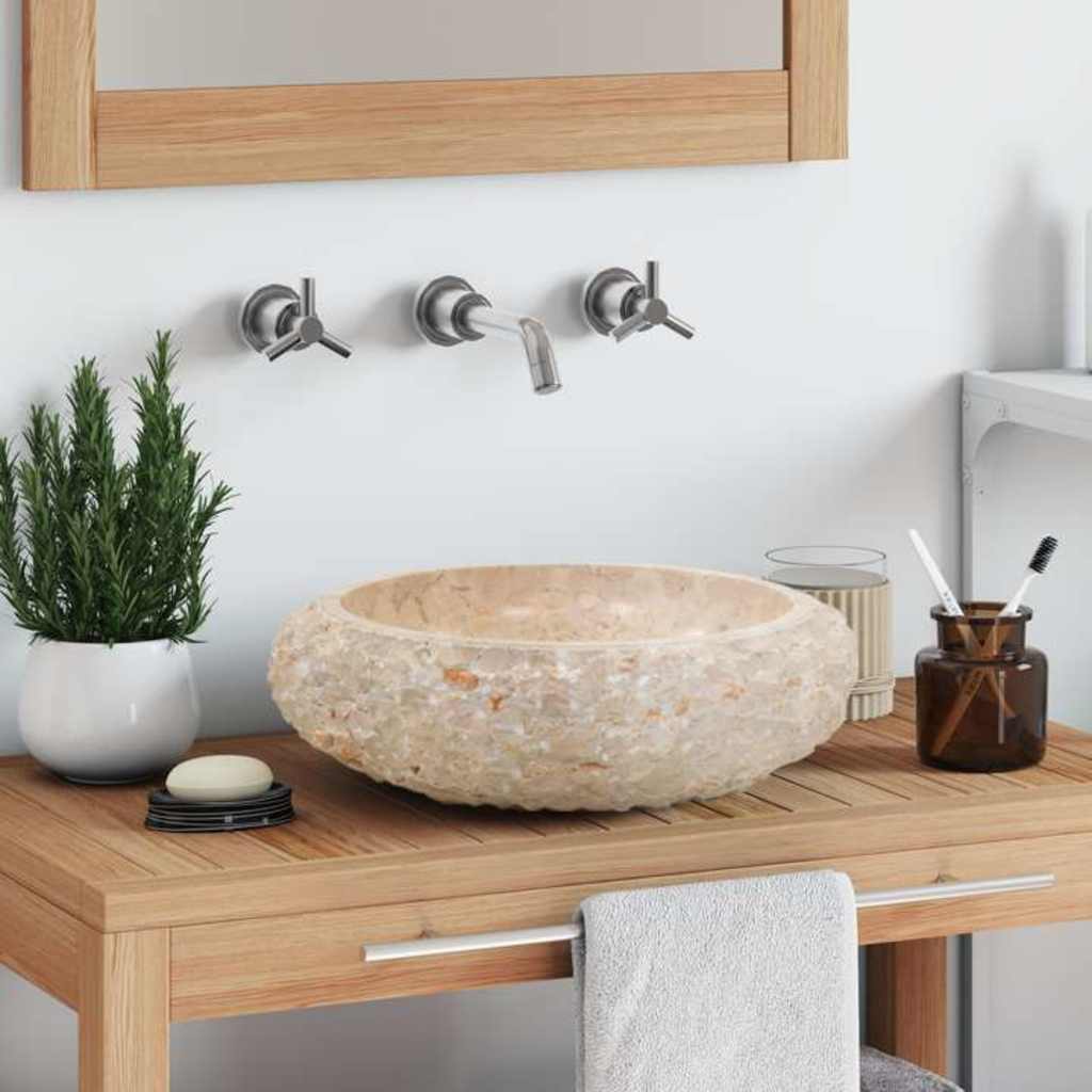 vidaXL Νιπτήρας Κρεμ 40 x 12 εκ. Μαρμάρινος