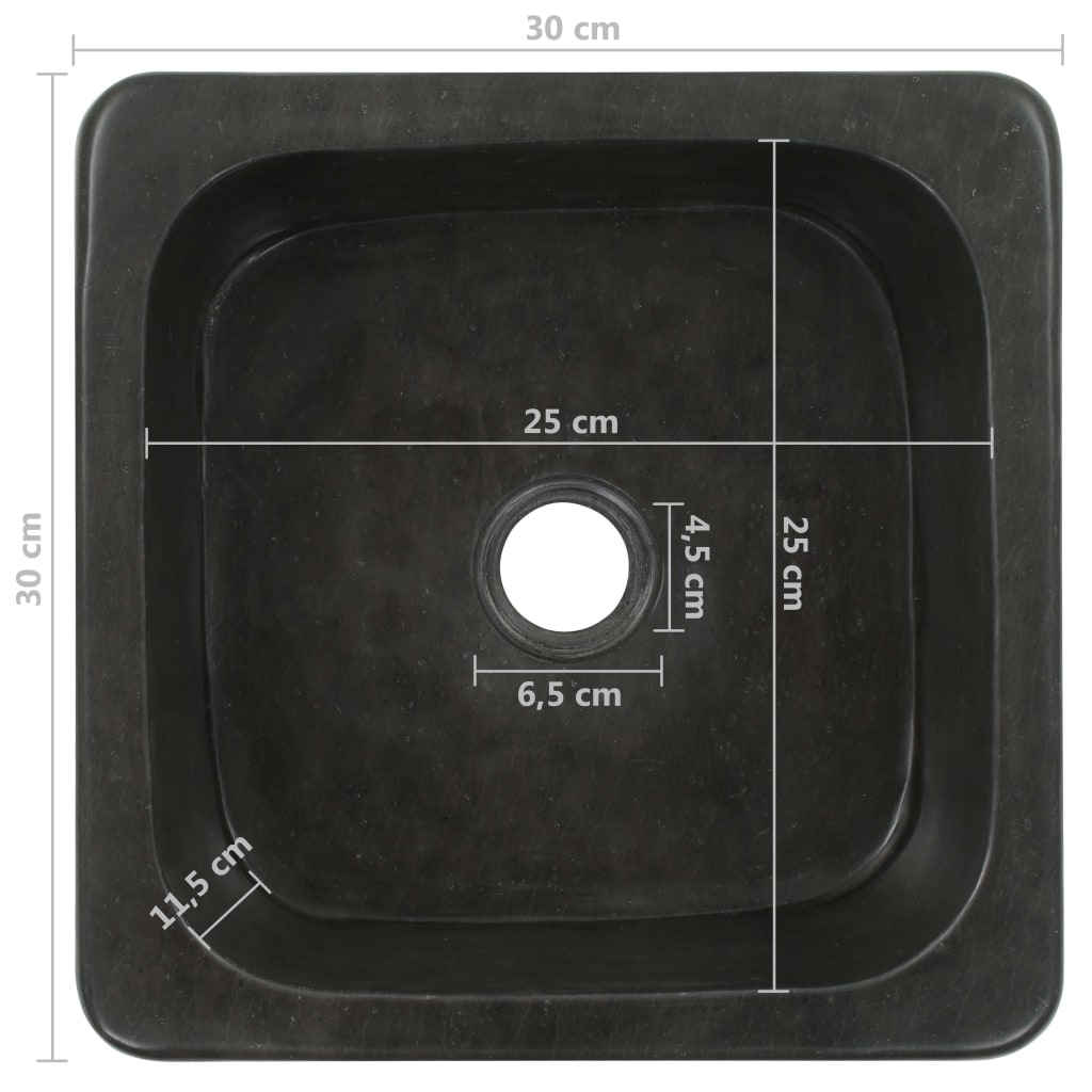 vidaXL Νιπτήρας Μαύρος 30 x 30 x 15 εκ. από Riverstone