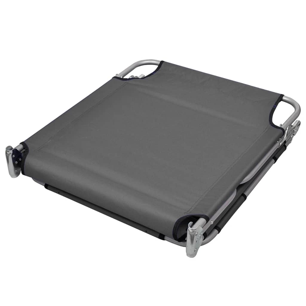 vidaXL Ξαπλώστρα Πτυσσόμενη με Μαξιλάρι και Ρυθμιζόμενη Πλάτη Γκρι