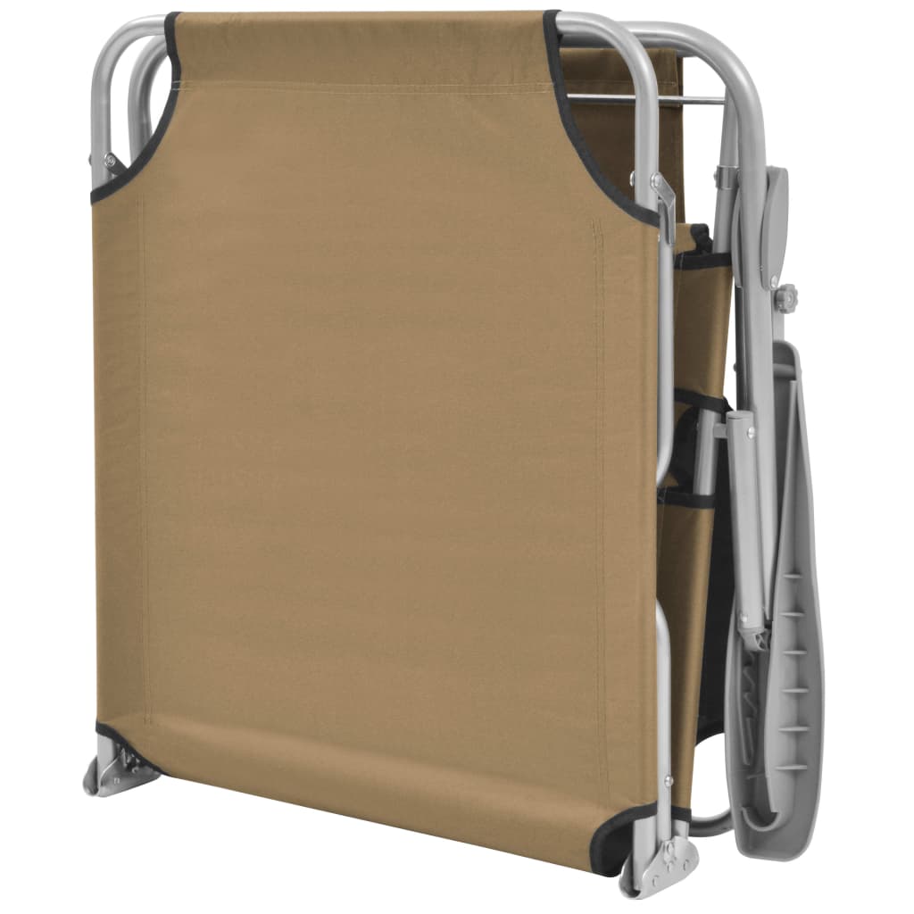 vidaXL Ξαπλώστρα Πτυσσόμενη Χρώμα Taupe Ατσάλινη με Σκίαστρο