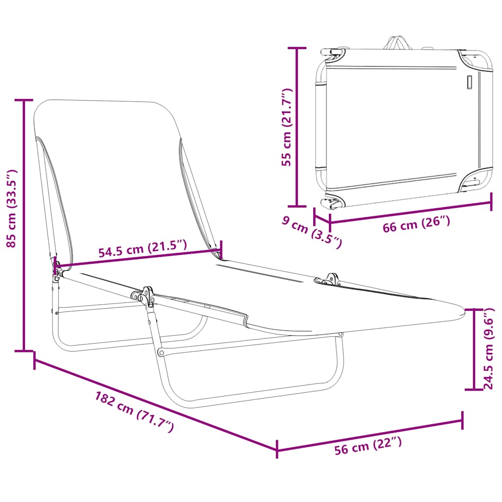 vidaXL Ξαπλώστρες Πτυσσόμενες 2 τεμ. Κόκκινες από Ατσάλι / Ύφασμα