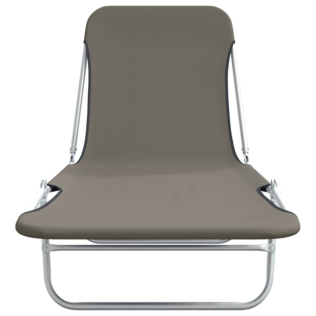 vidaXL Ξαπλώστρες Πτυσσόμενες 2 τεμ. Γκρι από Ατσάλι / Ύφασμα