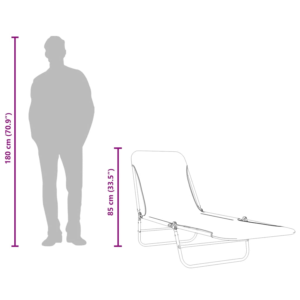 vidaXL Ξαπλώστρες Πτυσσόμενες 2 τεμ. Χρώμα Taupe από Ατσάλι / Ύφασμα